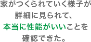 家がつくられていく様子が詳細に見られて、本当に性能がいいことを確認できた。