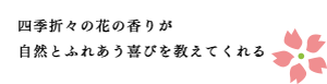 四季折々の花の香りが自然とふれあう喜びを教えてくれる