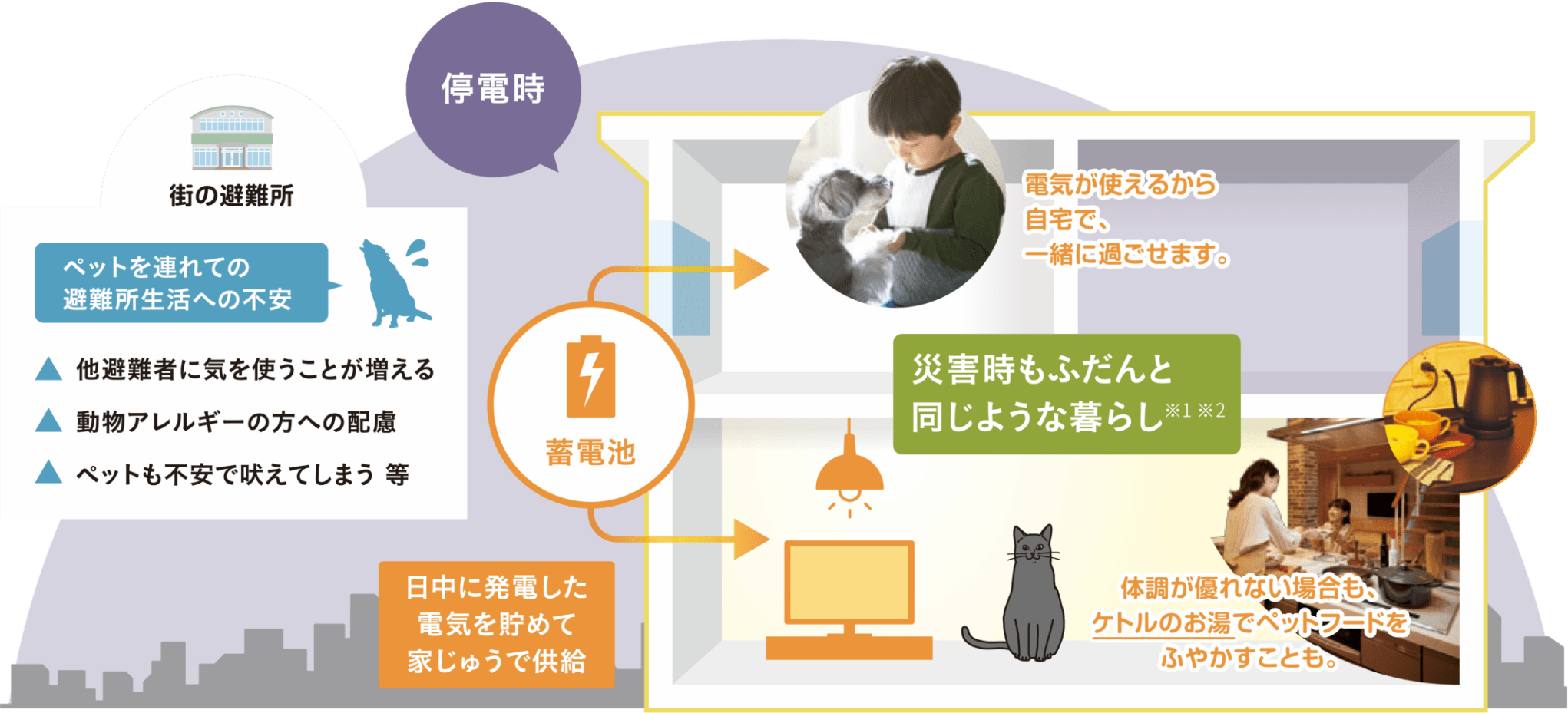 災害時も、ペットと一緒に在宅避難。